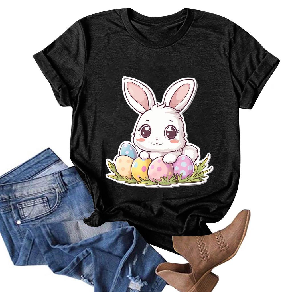 Women's Fashion Casual Printed Round Neck Pullover Short Sleeve T-Shirt Top