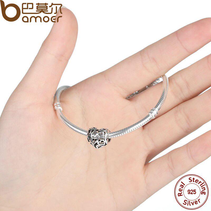 Подвески-сердечки BAMOER из стерлингового серебра 925 пробы подходят для браслетов и ожерелья для женщин