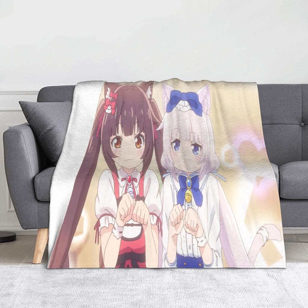 Nekopara Game Chocola and Vanilla Blankets Flannel Summer Air Conditioning  Portable Soft Throw Blanket for Sofa Couch Rug Piece