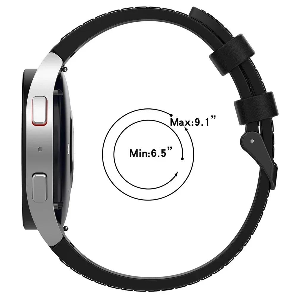 Classic Leather+Silicone Strap For Samsung Galaxy Watch 7 6 5 Pro 40mm 44mm No Gaps Band Watch6 4 Classic 47 43 46mm Curved End Bracelet