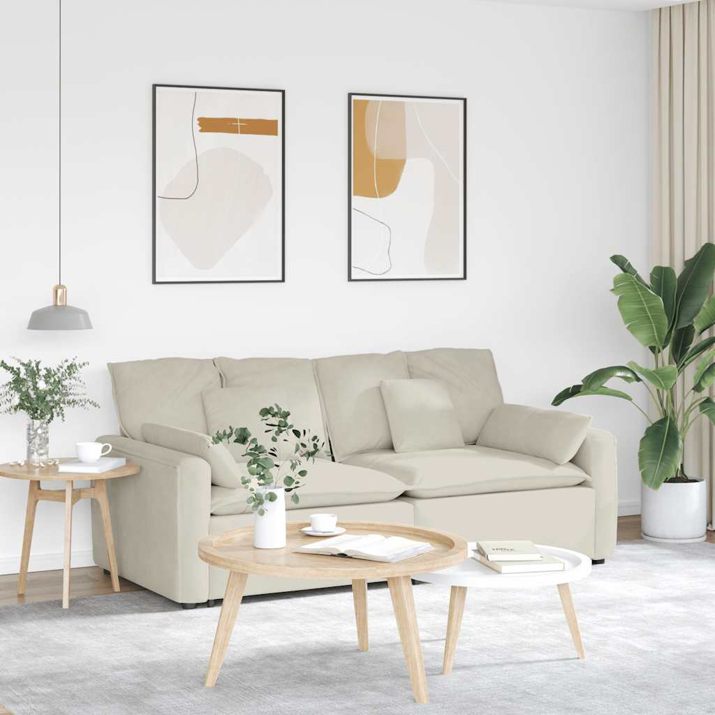 Modular Sofa with Cushions Cream