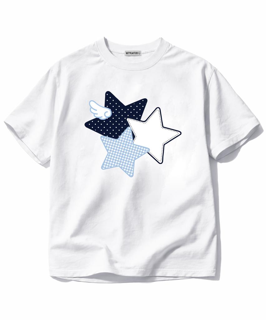 NP STUDIO Ангел Звезда Свободная футболка с коротким рукавом [ Белый ]