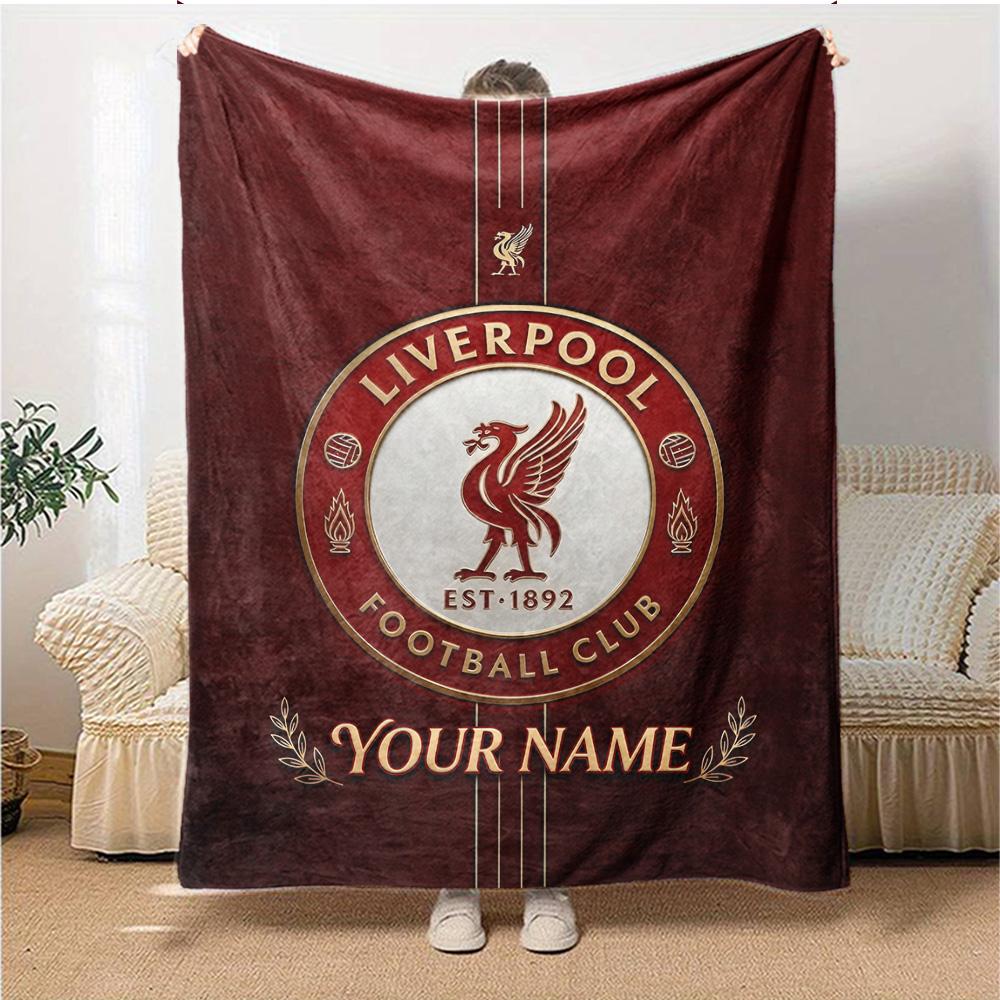 1pc Personalized Name Liverpool Blanket, Gift, for Men and Women, Soft Blanket, Good for Sofa Bed Couch Travel, Lightweight Flannel Blanket