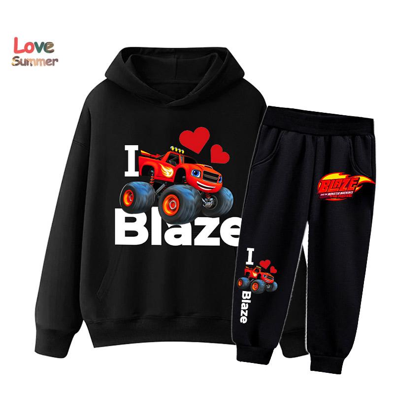 2 шт. Комплект толстовки для мальчиков с автомобильными и монстр-принтами, которые нравятся мальчикам, 2 шт. Спортивный комплект: брюки и толстовка, Идеальный подарок, Повседневный костюм для улицы, Тонкий детский спортивный костюм