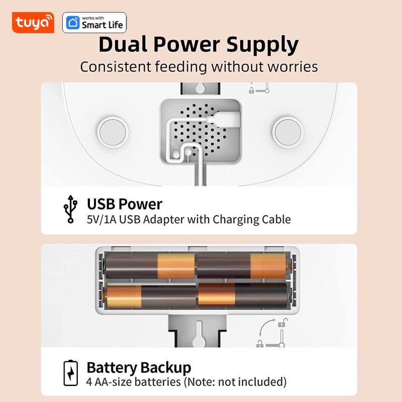 Автоматические кормушки для кошек WiFi для 2 кошек, 4-литровый дозатор корма для кошек с управлением через приложение, двойные миски из нержавеющей стали, сигнализация низкого уровня корма