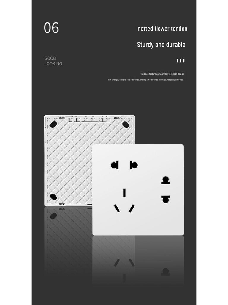 Двухклавишный настенный выключатель и панель розетки типа 86 с открытой проводкой и пятью отверстиями