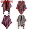2 Style Loose Sweater Autumn Out Streetwear Cloak Knitted Tassel Poncho Women V Neck Pullover Shawl Knitwear Cardigan Cappa