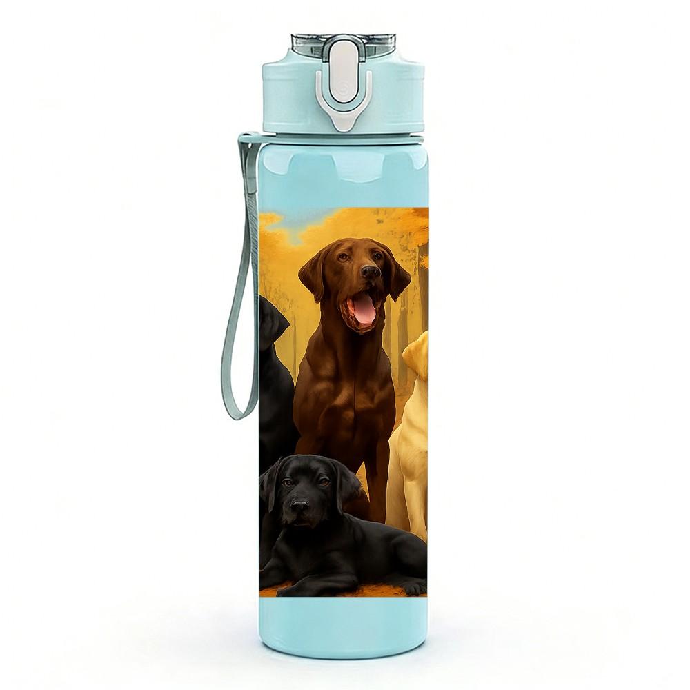 1PC Multi Breed Dog Group Portrait 750ml Color Plastic Sports Water Bottle Leakproof Flip Straw Lid For Sports Office Home Use