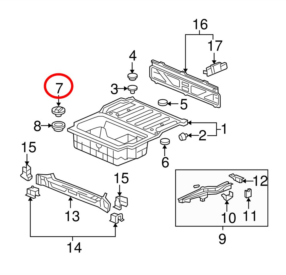 Заглушка пола задней части кузова багажника (2006-2024 гг.) Для Honda Ridgeline 74763SJCA00
