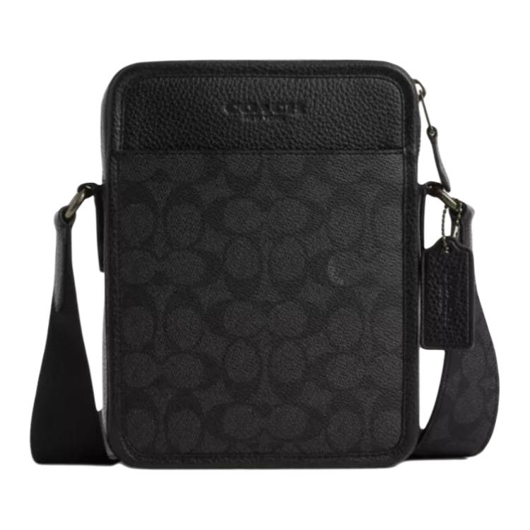 Coach Сумка через плечо Sullivan 16 Classic Print из покрытого холста, маленькая мужская сумка, черный CAT78-QBMI5