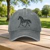 Classic Floral Horse Pattern Washed Baseball Cap Unisex Casual Dad Hat Retro Sports Hat for Outdoor Travel Street Wear