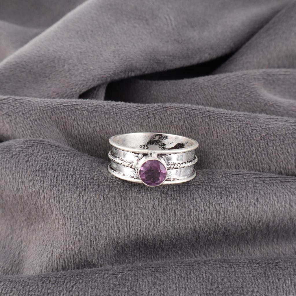 Замечательные украшения из серебра с африканским аметистом, Удивительное серебряное кольцо ручной работы, Кольцо из стерлингового серебра 925 пробы, Подарок для католиков