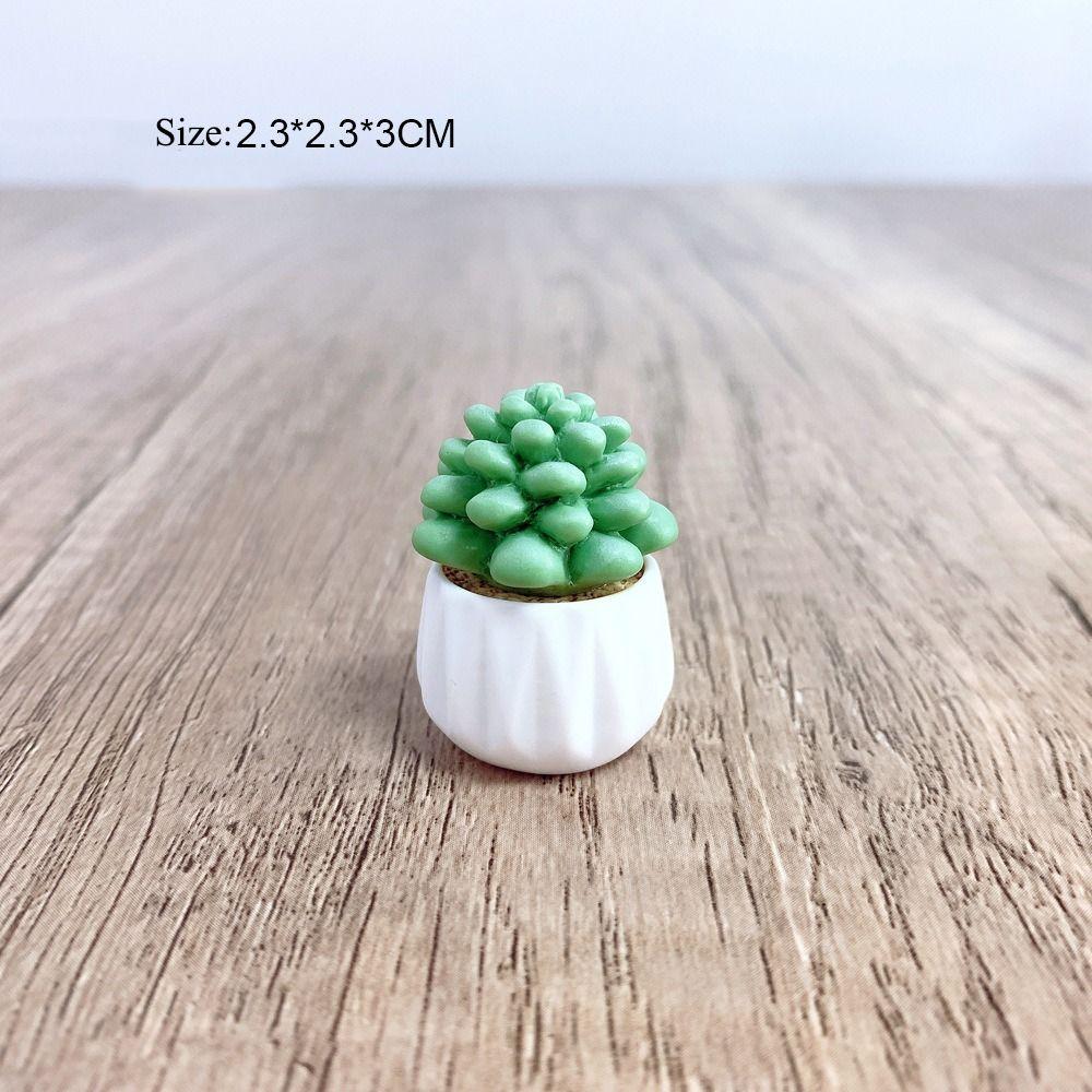 Mini Cute Succulent Plant Pots Resin Dollhouse Miniature Succulent Potted Cactus Car Ornament