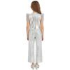 Kids Jazz Dance Costume Set Sequin Embellished Cap Sleeve V Neck Asymmetrical Hem Zip Vest with Elastic Waist Pants for Stage Competition