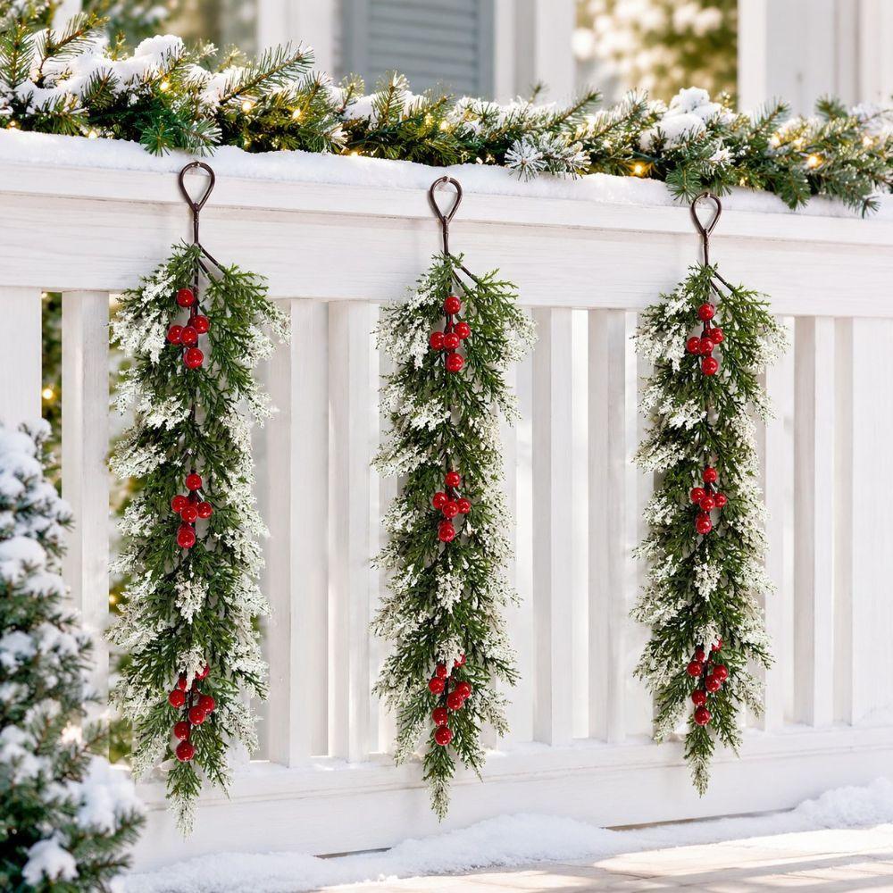Gold Powder Christmas Wreath Artificial Poinsettia Fake Flower Wreath Holiday Decoration