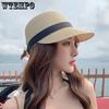 Sun Hat Sun Protection Wide Brim Windproof Anti-UV Adjustable Bee Decoration Hand Weaving Sun Visor