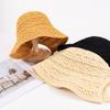 Hollow Breathable Knitted Woven Bucket Hat Women's Spring Summer Sun Hat Women's Senior Sense Basin Hat 2025 Bucket Hat
