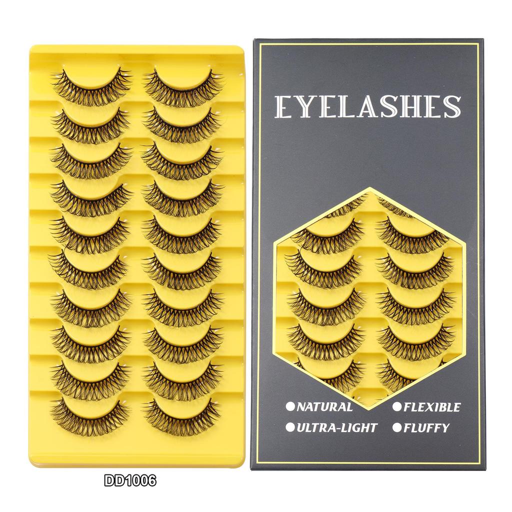 10 Pairs Natural False Eyelashes Curl Russian Volumes 3D Fluffy Mink Reusable Fake Lashes Flexible Extensions Faux Cils