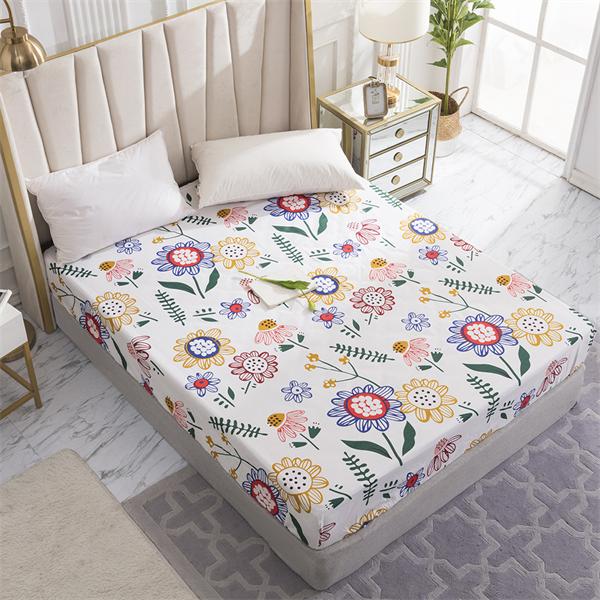 Super Waterproof Bedding Fitted Sheet Printing Mattress Protector Cover Non-slip Bed Linens with Elastic Band Breathable Mattress Protector