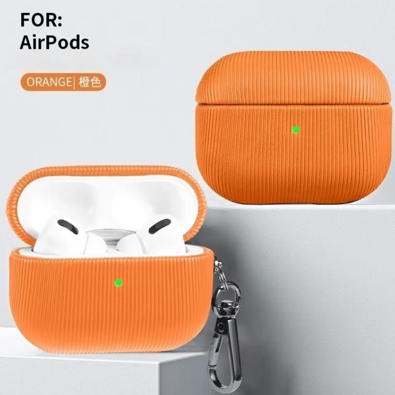 Роскошный кожаный чехол в полоску для наушников AirPods Pro 2 3 с поддержкой беспроводной зарядки, жесткий ПК-защита для наушников Airpods 1 2 3 4
