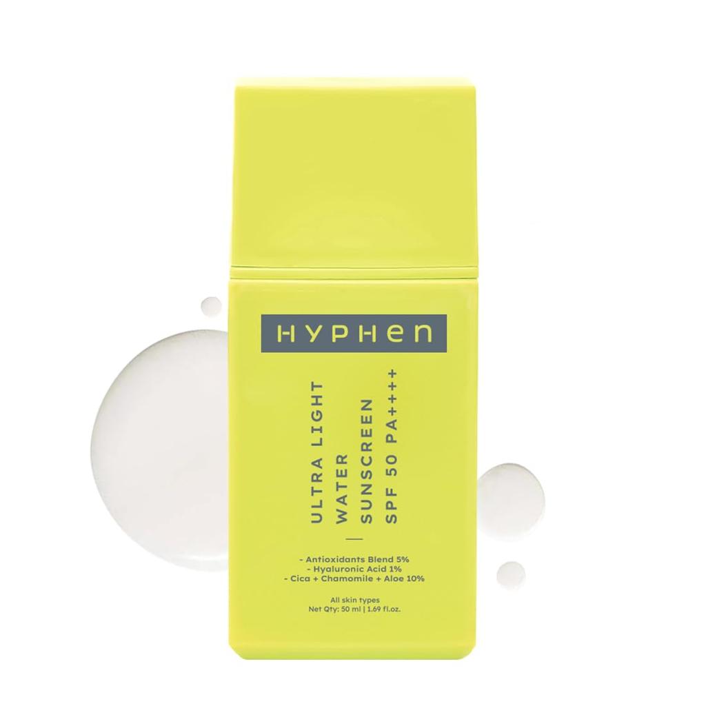 Hyphen 1% Гиалуроновый Ультралегкий Водный Солнцезащитный Крем SPF 50 PA ++++ | Сертифицирован In-Vivo | Широкий Спектр & Защита от Синего Света | Не Оставляет Белых Следов | Co