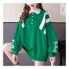 Navava Casual Colorblock Button Collar Long Sleeve Sweatshirt Nt1990