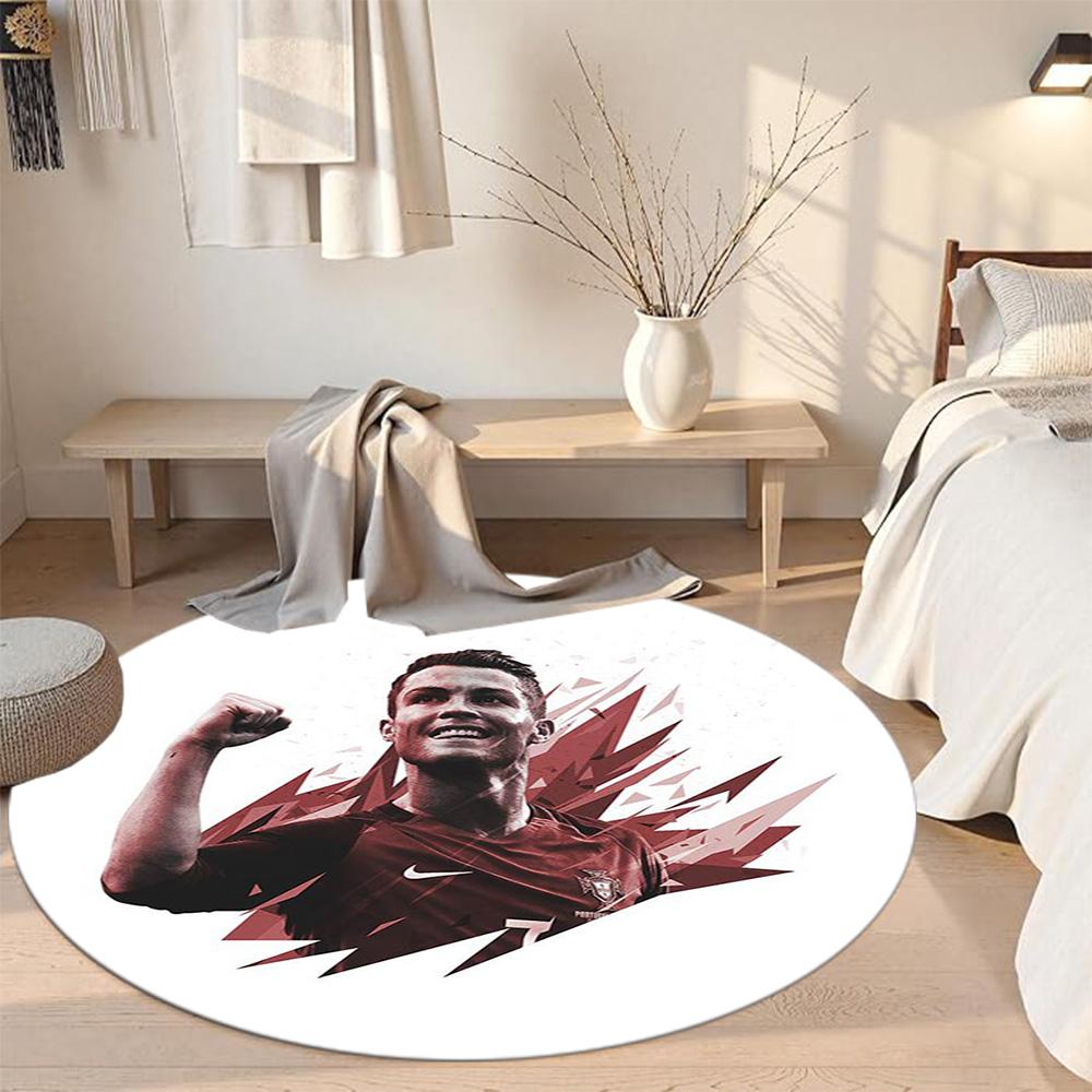Cristiano Ronaldo Round Area Rug Suitable for Balcony Outdoor Living Rooms Study room Anti-slip Round Rug Anime Office Decor