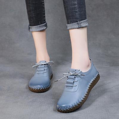 Весенние женские туфли на плоской подошве, повседневная женская повседневная обувь из натуральной кожи с мягкой подошвой и шнуровкой ручной работы