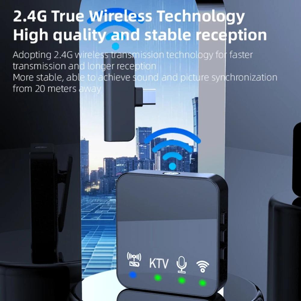 Type-C Wireless Lavalier Microphone Mini Mic Wireless Noise Canceling Mic  Outdoor