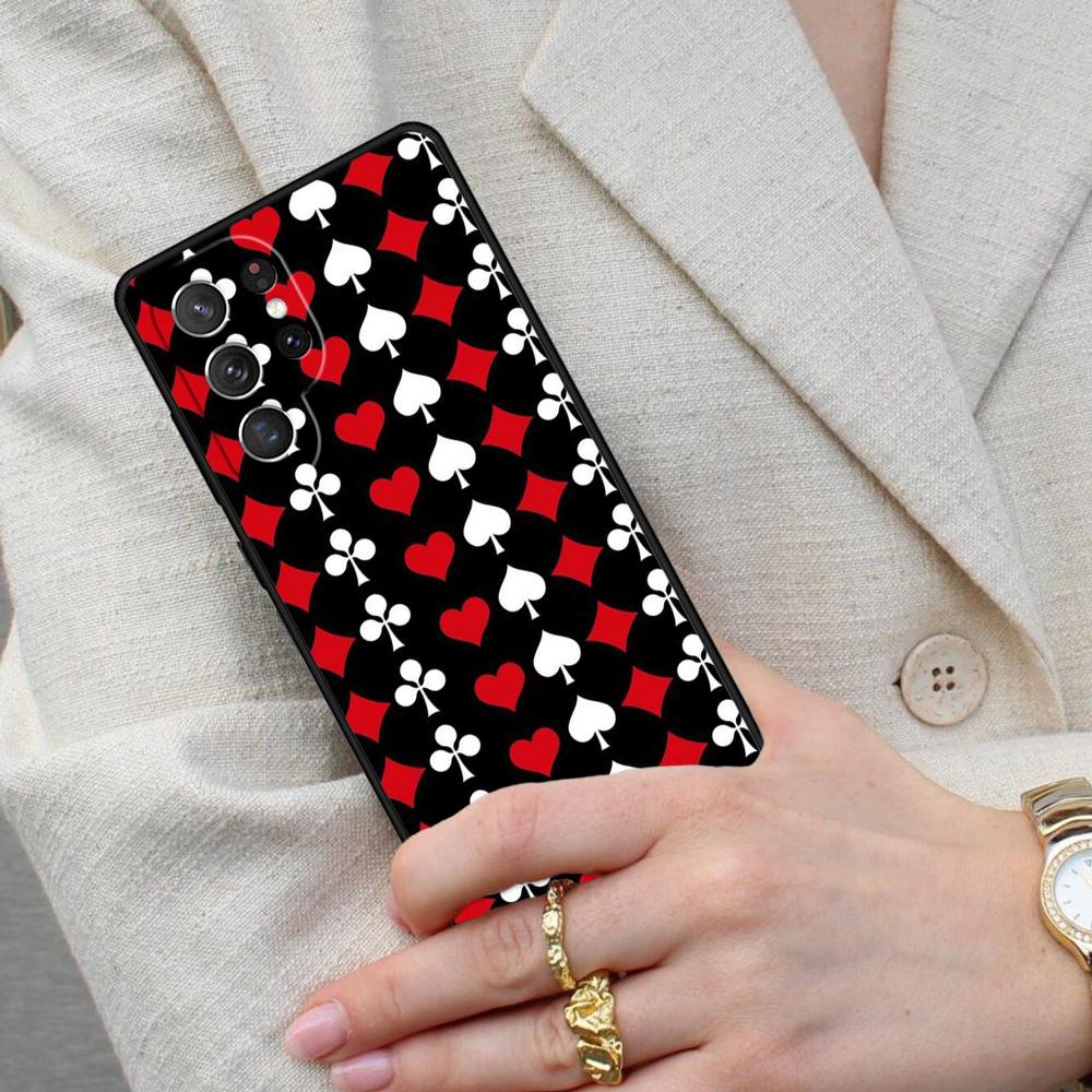 Playing Cards Suit Symbols Cell Phone Case for Samsung Galaxy S26 Ultra S25 S24 S23 S22 S21 S20 Note10 Cover