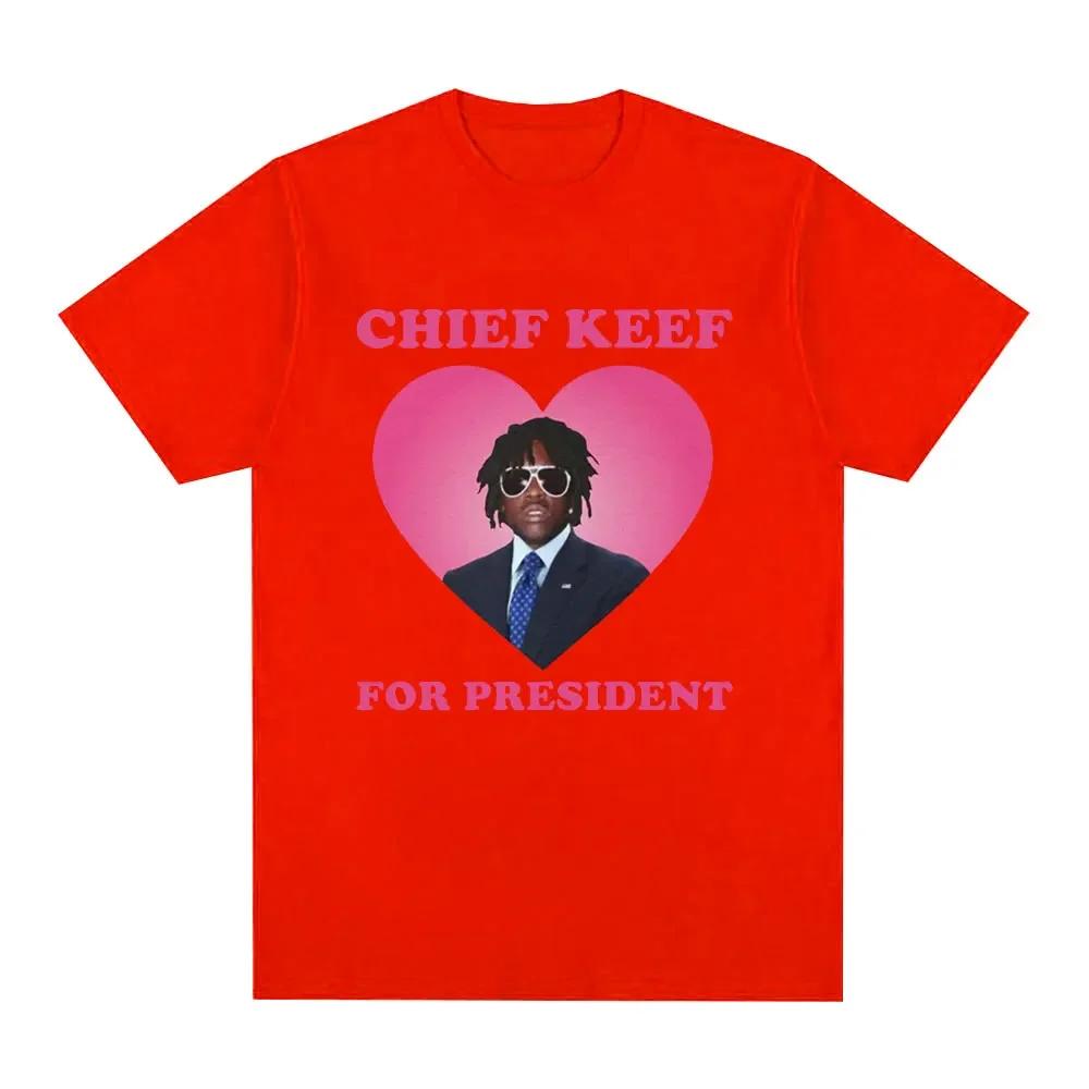 Rapper Chief Keef for President T Shirt Fashion Casual Short Sleeve T-shirt Aesthetic Vintage Oversized T-shirts Streetwear