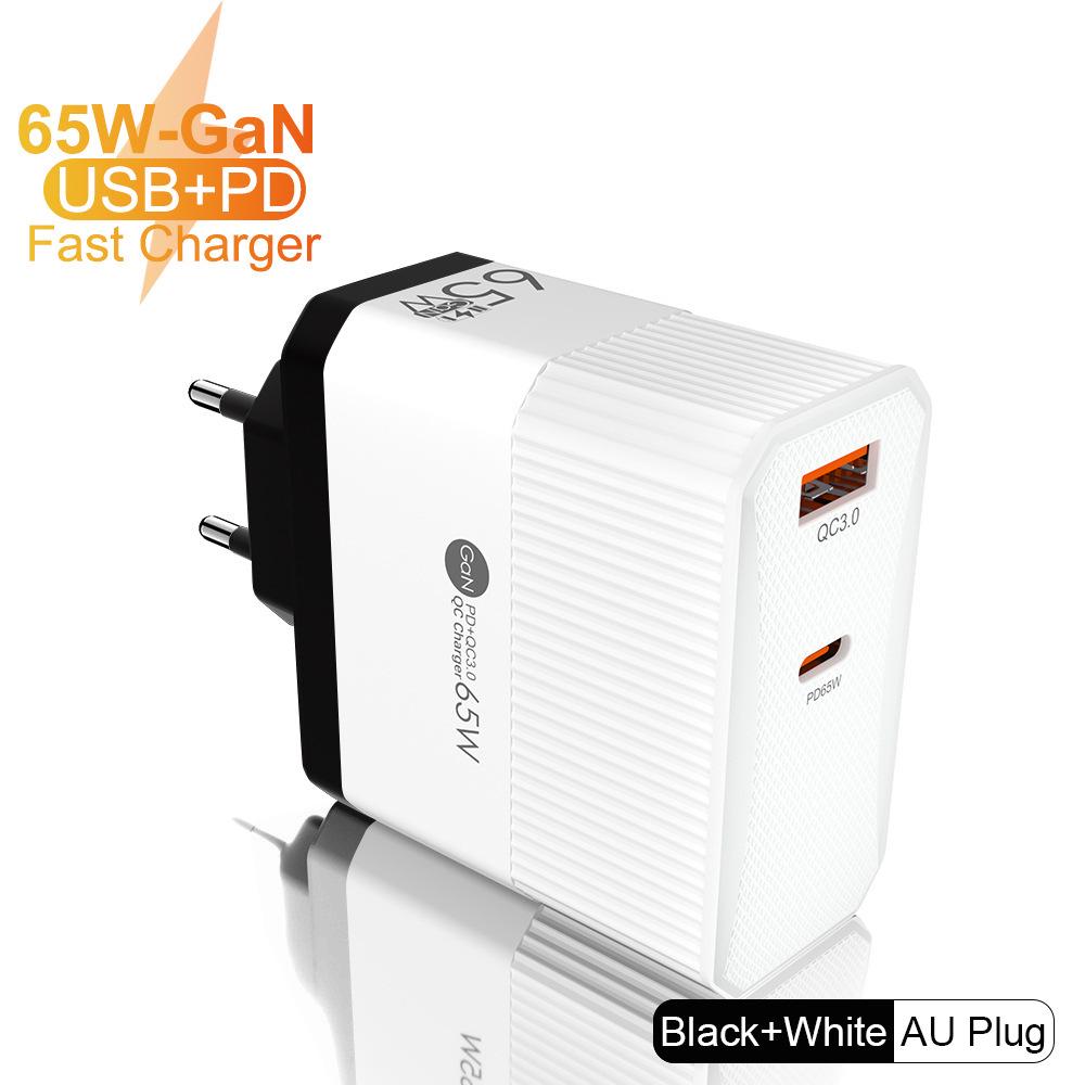 Быстрое зарядное устройство PD 65 Вт GaN с QC3.0 для телефонов и планшетов - Европейский стандарт