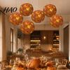 Thanksgiving Party Decorations 5Pcs Pumpkin Maple Leaf Print Paper Lantern, Fall Hanging Seasonal Home Accents Decor, Collapsible Round Lamp