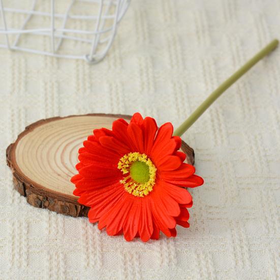 Artificial Gerbera Jamesonii with Stem Realistic Fake Silk Flower Home Office Table Centerpiece Faux Flower Branch Floral Arrangement Decoration