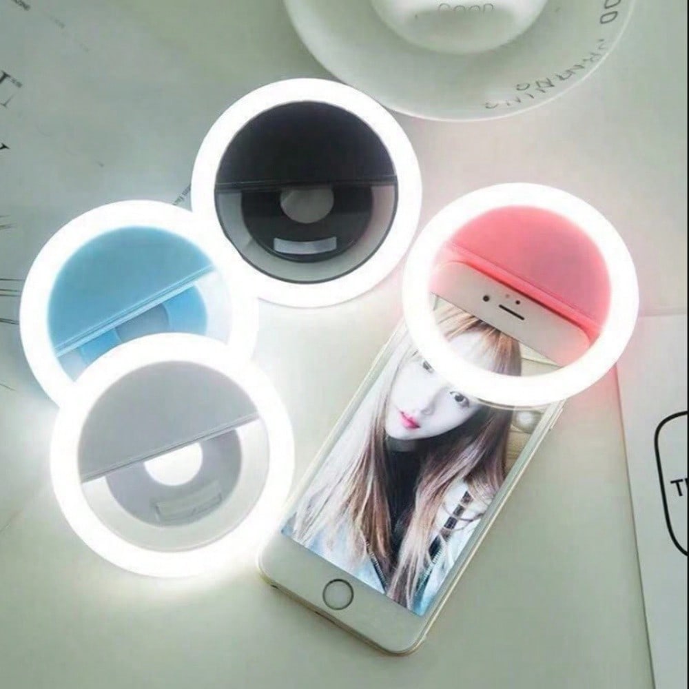Мини светодиодное кольцо для селфи с клипсой, перезаряжаемая LED подсветка, 3 уровня яркости для телефона, планшета, ноутбука