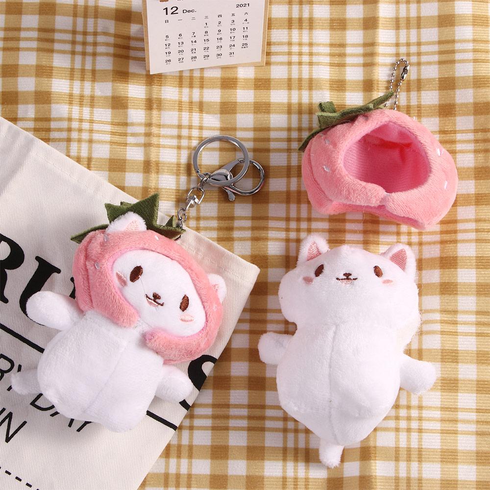 Keyring Bag Women Kids Cute Girls Key Chains Cat Plush Keychain Bag Pendant Cat Snapper Keyrings
