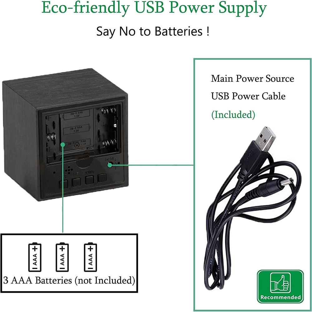 Цифровой будильник, деревянный, электронный, со светодиодным отображением времени, регулируемой громкостью будильника