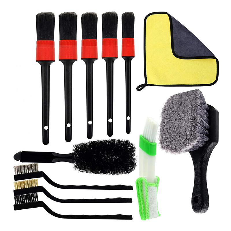 12PCS Car Detailing Brush Kit Auto Soft Bristle Interior Exterior Cleaning Brush Dashboard Wheels Air Vents Cleaning Tools