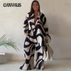 Spring and Autumn Women's Shirt Suit Plus Size Fashion Suit Printed Loose Long Sleeve Shirt Straight Pants