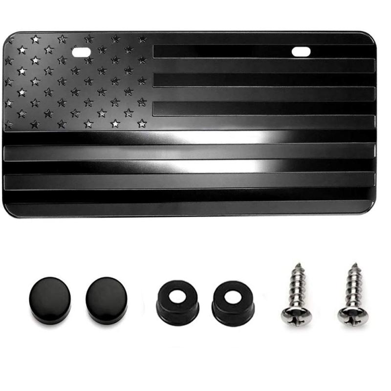 Рамка номерного знака автомобиля США из алюминиевого сплава с тиснением 3D узором флага, водонепроницаемый держатель номерного знака, замена