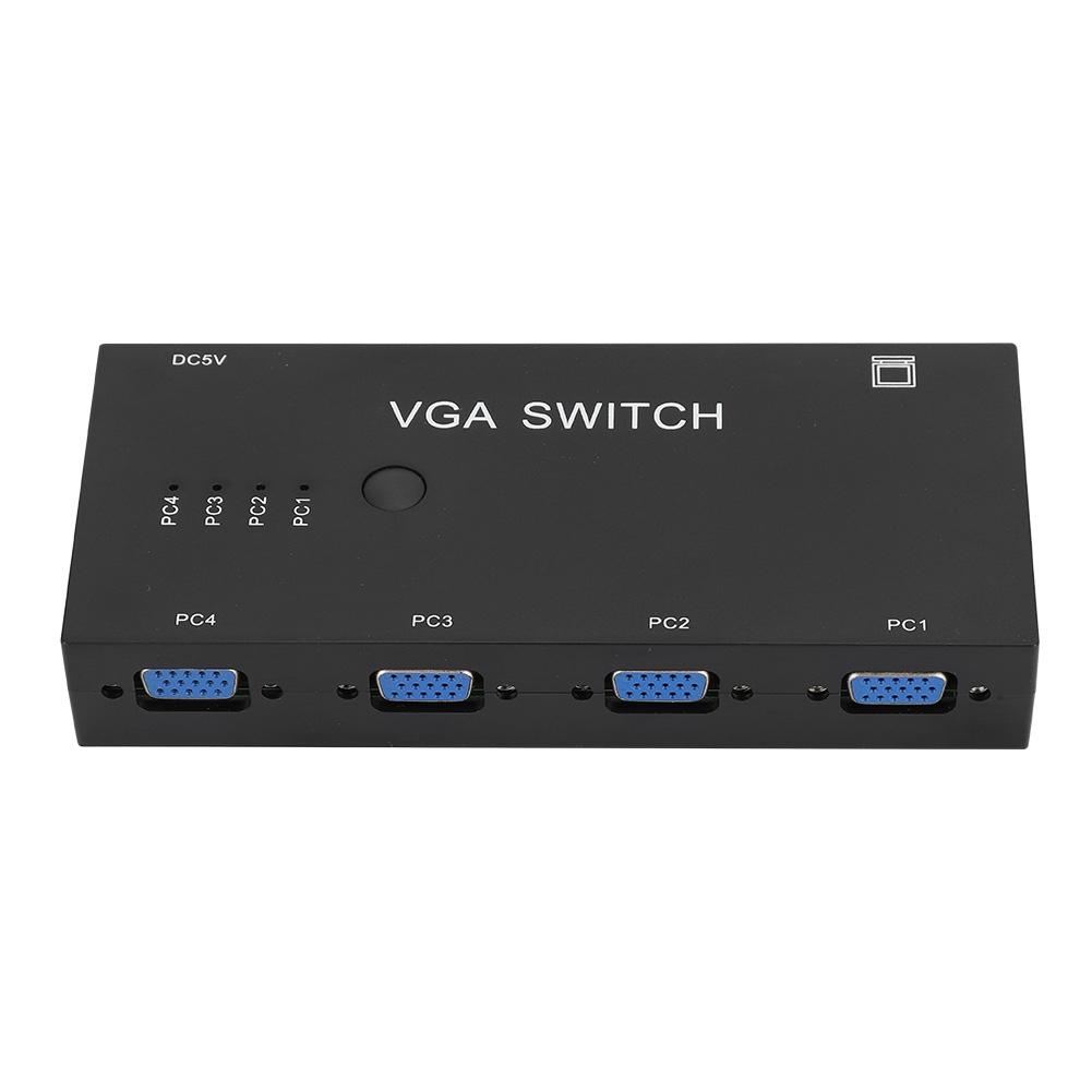 VGA-разветвитель 4-входной 1-выходной видеоконвертер-коммутатор компьютерный аксессуар 1920 x 1080 для HD-дисплея