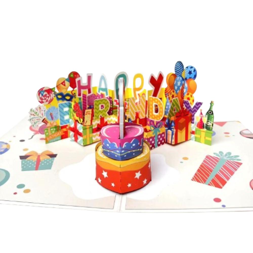 Fireworks Effect Happy Birthday Card Blowable Led Candle Birthday Cake Postcards  Mom