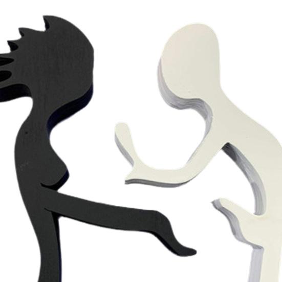 Abstract Couple Wood Ornament Man Woman Silhouette Statue Harmony Between Couple Desk