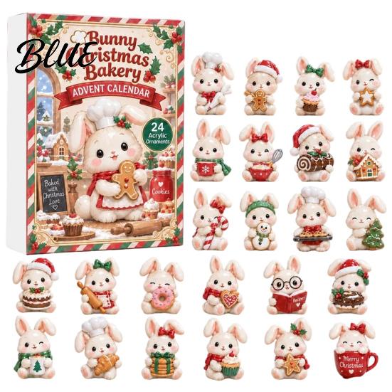 Acrylic Rabbit Advent Calendar 2026 Bunny Calendar, 24 Days Ornaments Christmas Countdown Birthday Party Favors 2D Flat Cute Animal Pendants for Xmas