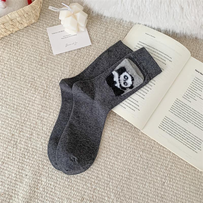 Мультяшные носки с кармашками для девочек, Милые котята и щенки, Модные носки до середины икры, Персонализированные махровые носки с флокированным рисунком животных