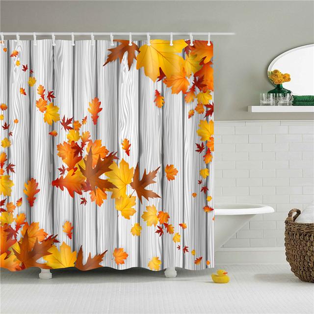 Chinese Style Flower Branch Landscape Shower Curtain 3D Printing Sunflower Bathroom Accessories Sets Waterproof Polyester Screen