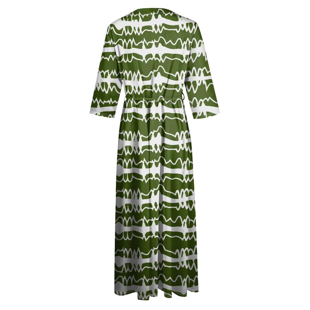 Женское модное платье с откидным воротником и рукавами 3/4 с принтом