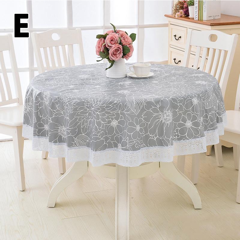 1PC Picnic Blanket Lace Table Nappe Party Decor Table Cover Oil-proof Tablecloth Round PVC Printing Mantel Mesa Waterproof