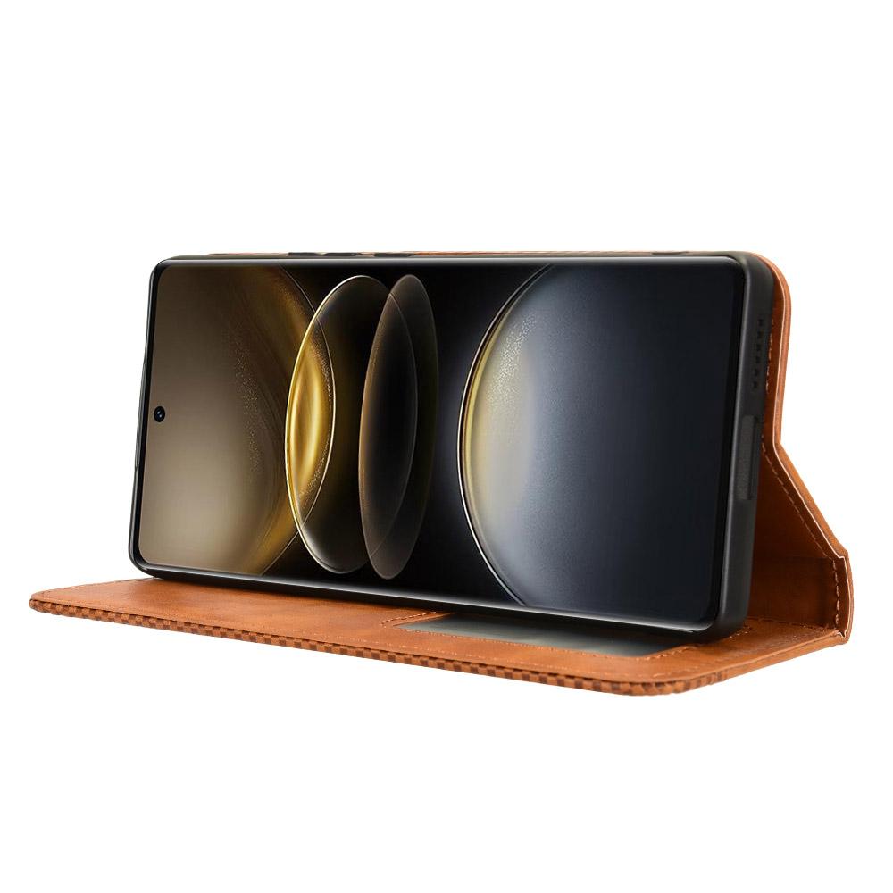 Для vivo X100 Ultra 5G Чехол-кошелек Ретро PU кожа Подставка Чехол для телефона