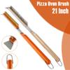 Щетка для чистки пиццы в духовке длиной 21 дюйм с длинной ручкой из нержавеющей стали, кухонная щетка для чистки пиццы и скребок, аксессуары для духовки
